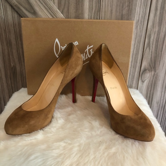 Christian Louboutin New Declic 120 Suede Camel - Picture 1 of 8